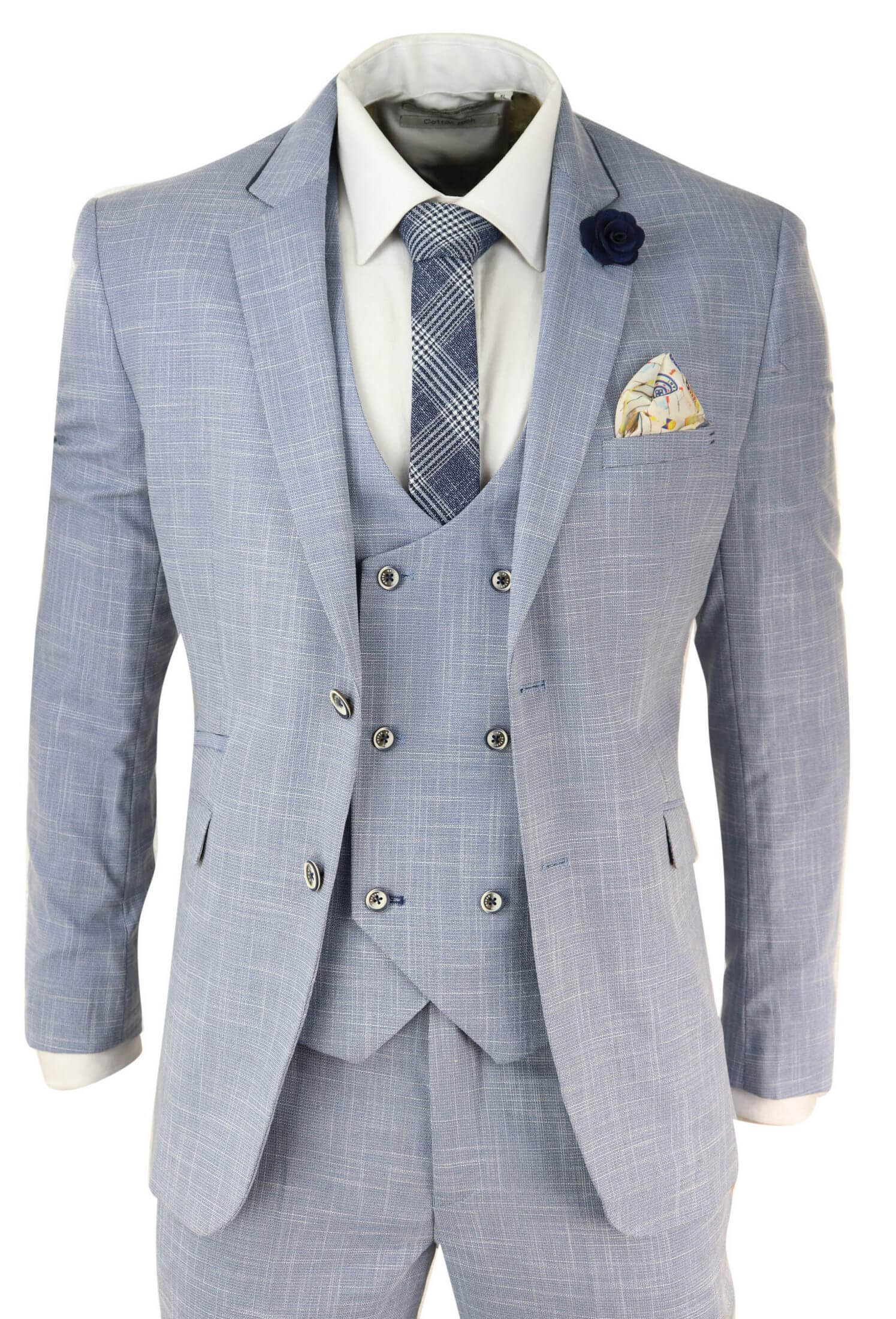 Mens Light Blue 3 Piece Suit