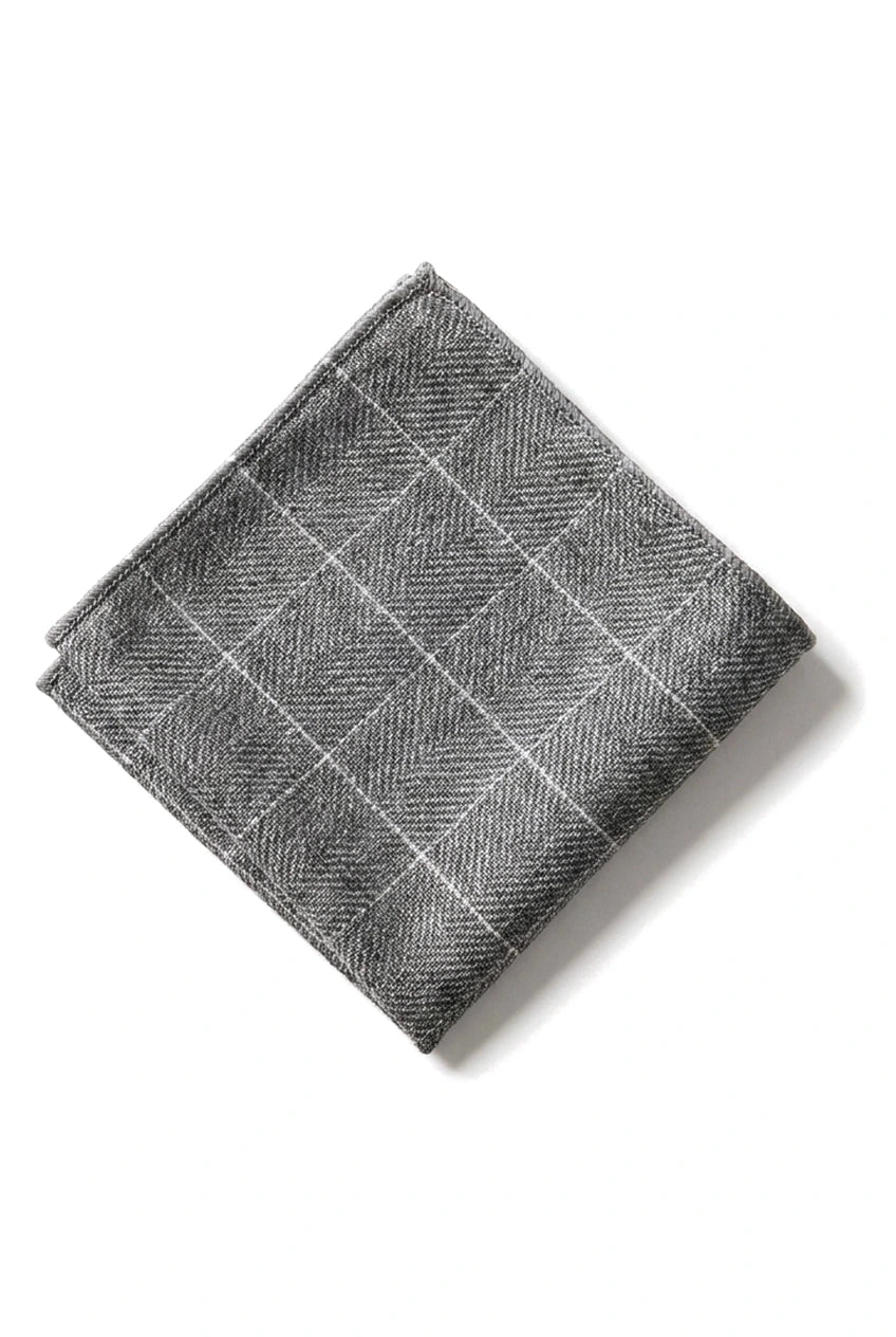 Comparer les couleurs : Cravate et pochette en tweed à chevrons pour homme, motif à carreaux gris classique.