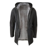 Men's 3/4 Brown Soft Sheepskin Hood Jacket 3/4 Coat Classic Warm Winter