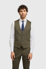 Gilet Damon pour homme en tweed vert olive à chevrons