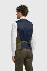 Gilet Damon pour homme en tweed vert olive à chevrons