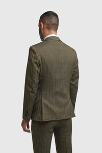 Costume trois pièces pour homme en tweed à chevrons vert olive