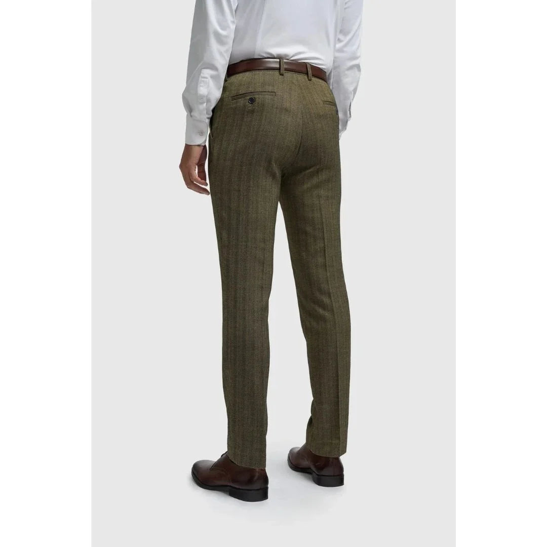 Pantalon en tweed vert olive pour homme Damon