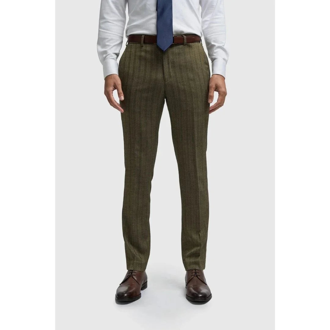 Pantalon en tweed vert olive pour homme Damon