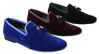 Elong dd0019 - Mens Velvet Slip On Suede Tassle Driving Shoes Loafers Smart Casual Wine Navy
