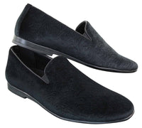 Elong DD0083 - Mens Velvet Slip On Paisley Driving Shoes Loafers Smart Casual Wine Navy Black