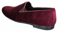 Elong DD0083 - Mens Velvet Slip On Paisley Driving Shoes Loafers Smart Casual Wine Navy Black