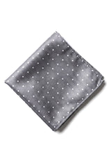Coffret cadeau cravate argentée à pois, pochette, boutons de manchette, épingle à cravate, satin à pois
