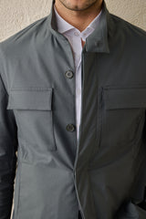 Ensemble veste safari vert sauge en coton mélangé et pantalon beige pour homme, tenue décontractée élégante
