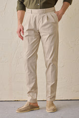 Ensemble veste safari vert sauge en coton mélangé et pantalon beige pour homme, tenue décontractée élégante