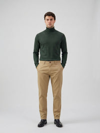 Pantalon chino kaki pour homme en lin mélangé, Tencel et coton, matière fine d'été
