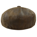 Men's 8 Panel Razor Baker Boy Hat PU Leather Blinders Newsboy Flat Cap Brown