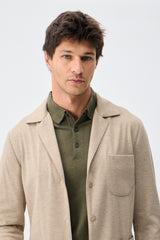 Ensemble veste blazer et pantalon beige en jersey doux pour homme