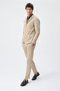 Ensemble veste blazer et pantalon beige en jersey doux pour homme