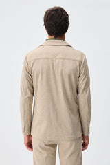 Ensemble veste blazer et pantalon beige en jersey doux pour homme