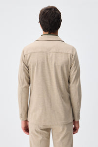 Ensemble veste blazer et pantalon beige en jersey doux pour homme