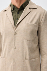 Ensemble veste blazer et pantalon beige en jersey doux pour homme