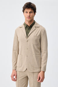 Ensemble veste blazer et pantalon beige en jersey doux pour homme