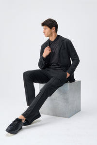 Blazer homme en jersey doux anthracite, veste élégante décontractée