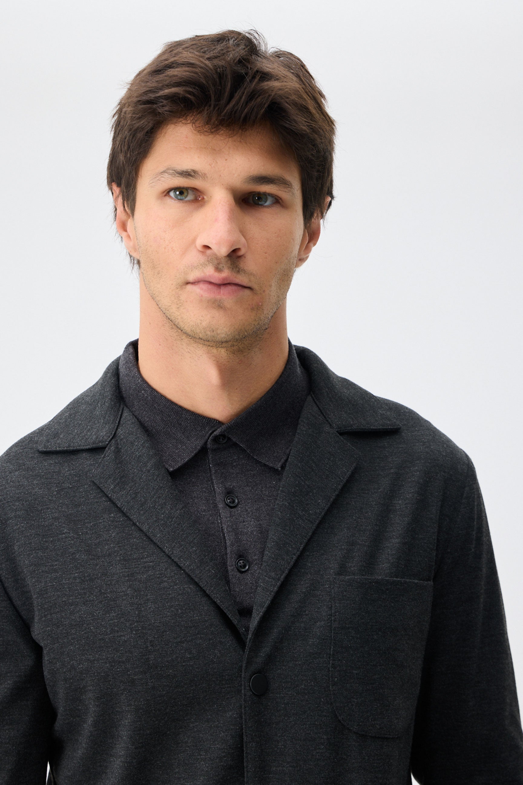 Blazer homme en jersey doux anthracite, veste élégante décontractée