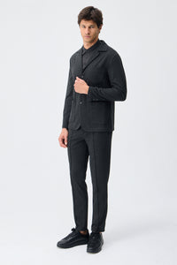 Blazer homme en jersey doux anthracite, veste élégante décontractée