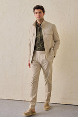 Veste utilitaire beige pour homme, légère, en mélange de coton, style décontracté chic