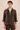 Costume deux pièces homme en lin marron, style safari, fermeture éclair, été.