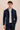Costume deux pièces homme en lin bleu marine, style safari, fermeture éclair, idéal pour l'été