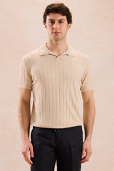 Polo beige côtelé pour homme