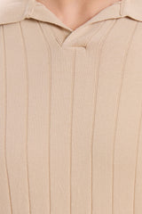 Polo beige côtelé pour homme
