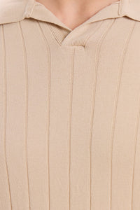 Polo beige côtelé pour homme
