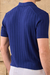 Polo homme bleu marine en maille côtelée