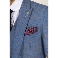 Earl Men's 3-Piece Blue Checked Tailored Suit