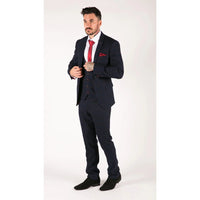 Costume trois pièces à carreaux marine pour homme, rouge Edinson Marc Darcy, style classique vintage, idéal pour un mariage.