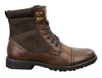 Mens Leather Suede PU Fleece Army Combat Military Ankle Boots Retro