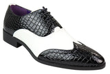 Mens Faux Croc Skin Black & White Shoes