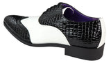 Mens Faux Croc Skin Black & White Shoes