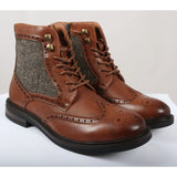 Men's Lace Up Brogue Tan Brown Ankle Boots
