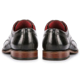 Everett - Chaussures Derby pour homme en cuir noir poli à bout rapporté