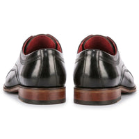 Everett - Chaussures Derby pour homme en cuir noir poli à bout rapporté