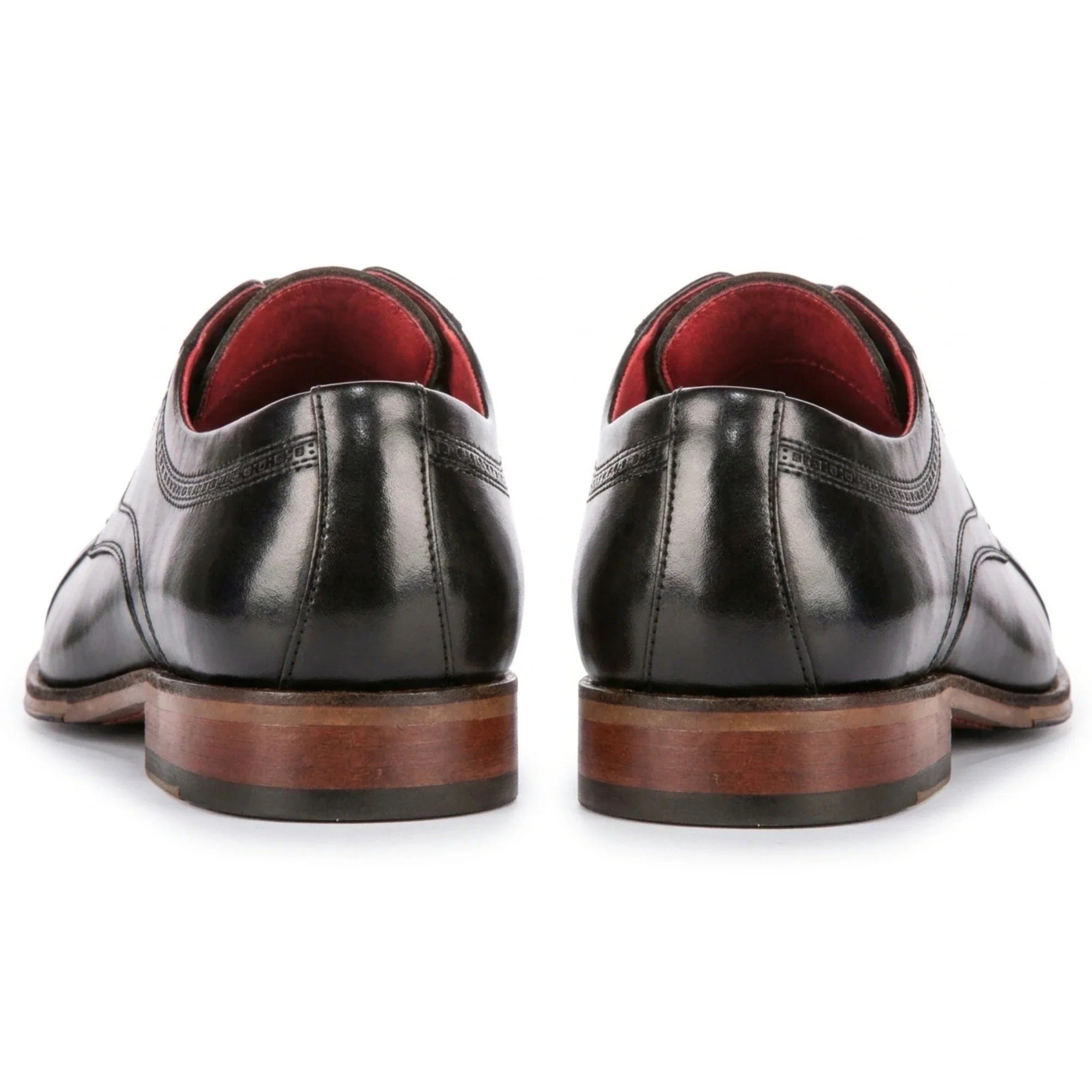Everett - Chaussures Derby pour homme en cuir noir poli à bout rapporté