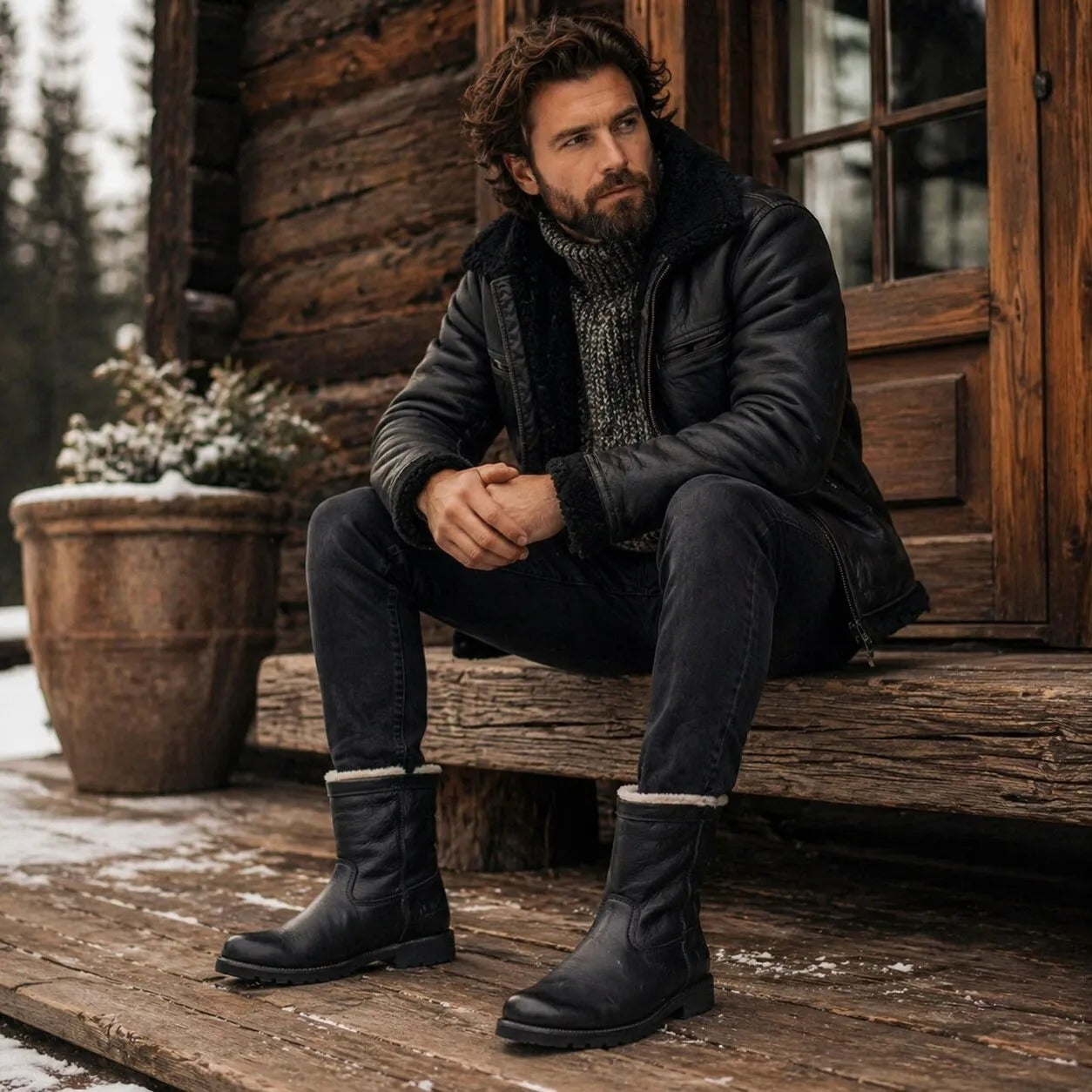 Bottes Fedro Igloo C3 pour homme - Bottes en cuir noir imperméables