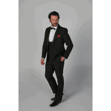 Ford Men's Black 3-Piece Classic Tuxedo Suit with Satin Lapels