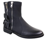 Mens Zip Biker Motorcycle Boots Punk Rock Ankle Belted Buckle Casual