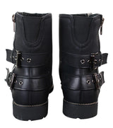 Mens Zip Biker Motorcycle Boots Punk Rock Ankle Belted Buckle Casual