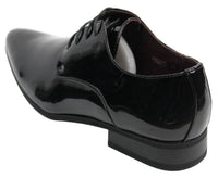 Mens Laced Smart Leather Lined Shoes Office Party Wedding Italian Design Patent Shiny