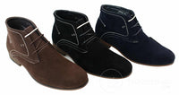 Mens Casual Suede Look Desert Ankle Boots Brown Black Navy Blue Leather Lined
