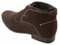 Mens Casual Suede Look Desert Ankle Boots Brown Black Navy Blue Leather Lined