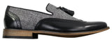 Mens Tweed & Leather Loafers Driving Shoes Slip On Tassle Design Vintage Retro