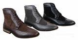 Mens Chelsea Brouge Ankle Boots Leather Suede Italian Smart Casual Laced Retro